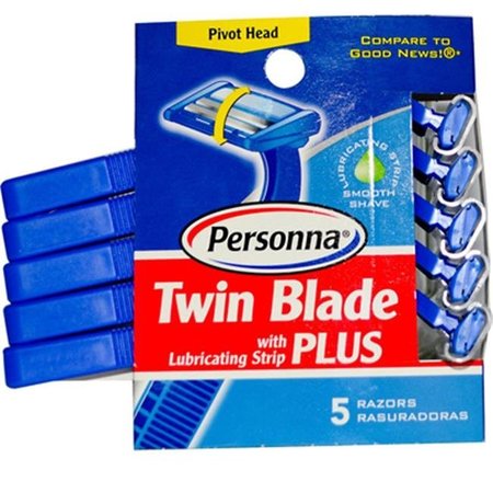 PERSONNA Personna 0320879 Disposable Razors with Lubricating Strip - Twin Blade Plus - 5 Pack 320879